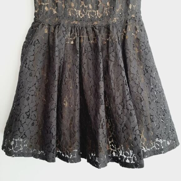 MATERIAL GIRL Fit & Flare Black Lace Ruffle Mini Dress Junior Girl Sz L - Picture 4 of 16